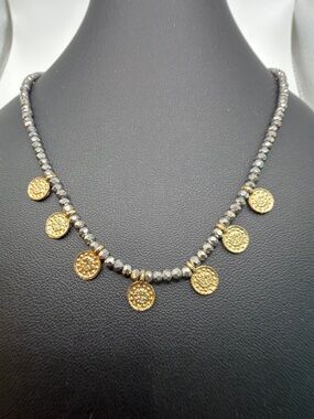 BB Lila BOHO FACETED BEADED COIN NECKLACE FESTIVAL BOHEMIAN TRENDY